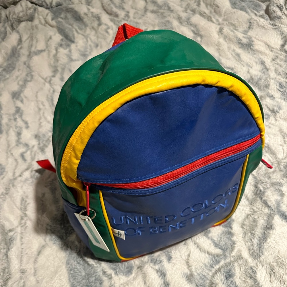 Vintage United colors of Benetton calf skin leather colorblock backpack - Picture 5 of 5